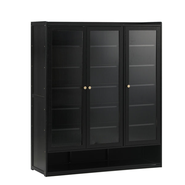  Shoe Cabinet 3 Doors Shelf Black