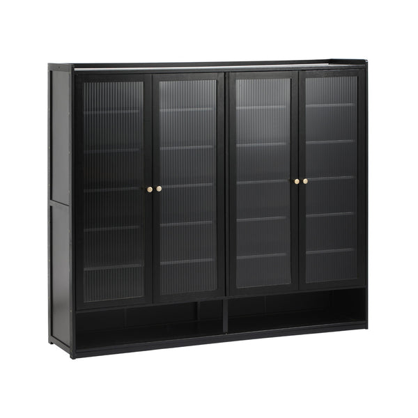  Shoe Storage Cabinet 4 Doors Shelf Black