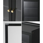 Shoe Storage Cabinet 4 Doors Shelf Black