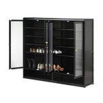 Shoe Storage Cabinet 4 Doors Shelf Black