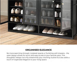 Shoe Storage Cabinet 4 Doors Shelf Black