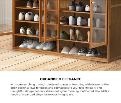 Shoe Storage Cabinet 3/4 Doors 7 Shelves Brown