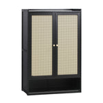 shoe-storage-cabinet-2-doors-rattan-black