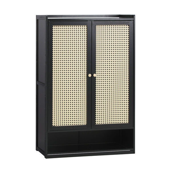  shoe-storage-cabinet-2-doors-rattan-black