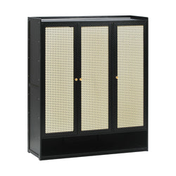 Shoe Storage Cabinet 3 Doors Rattan Style