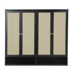 Shoe Storage Cabinet 4 Doors Rattan Black