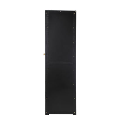 Shoe Storage Cabinet 4 Doors Rattan Black