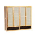 Shoe Storage Cabinet 4 Doors Rattan Black