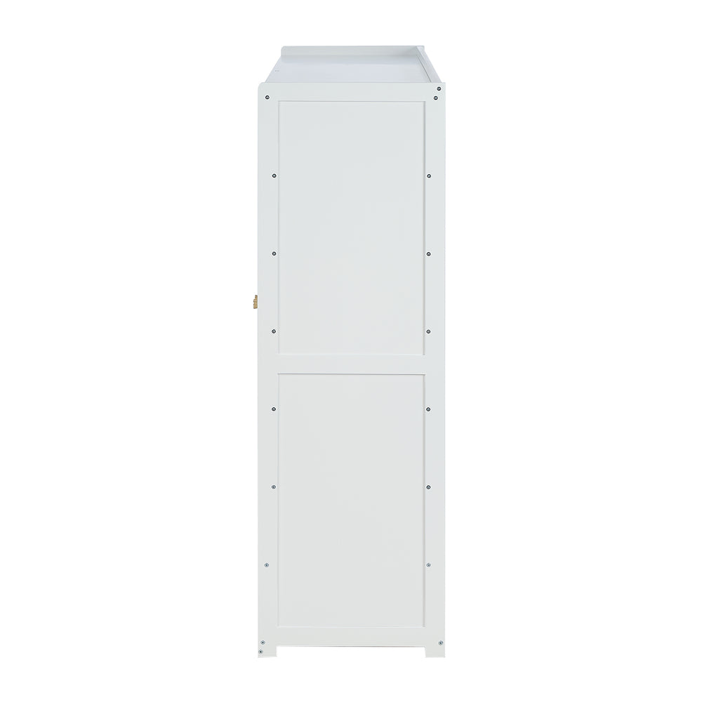 Shoe Rack Storage Cabinet White Rattan 120x32x108cm