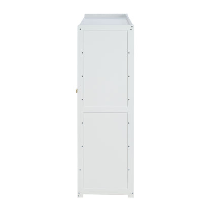 Shoe Rack Storage Cabinet White Rattan 120x32x108cm