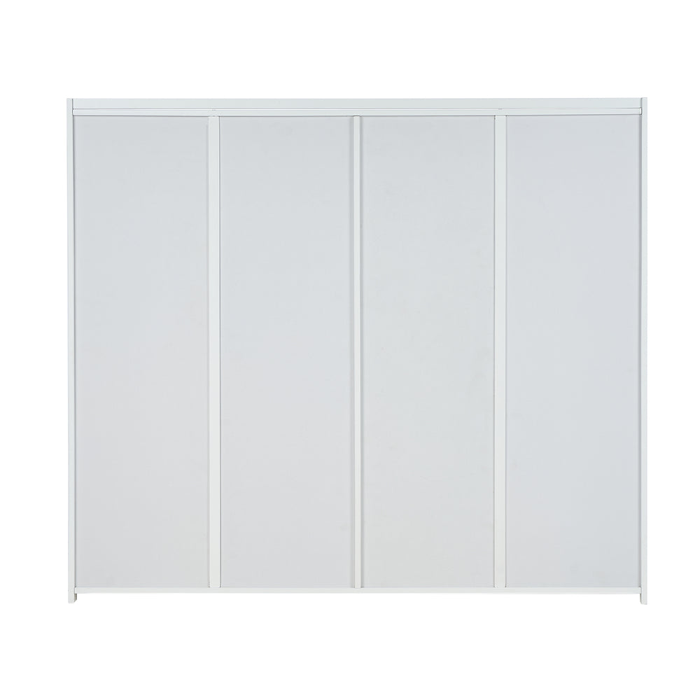 Shoe Rack Storage Cabinet White Rattan 120x32x108cm