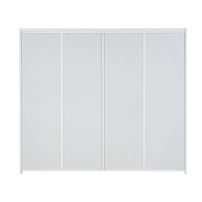 Shoe Rack Storage Cabinet White Rattan 120x32x108cm