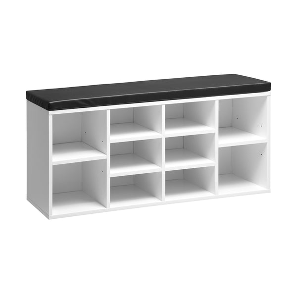  Shoe Bench 105cm Shoe Storage Cabinet Orgaiser Rack Storage Shelf Black and White