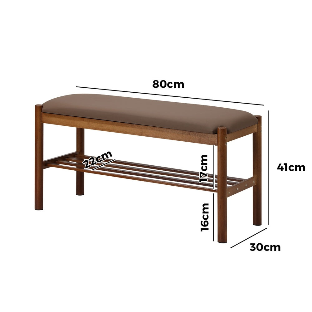 Shoe Bench Bamboo Shoes Rack Cabinet Shelf Stool 80cm