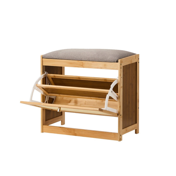  Shoe Storage Bench Bamboo Organiser Shelf with Seat 50cm & 70cm