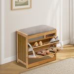 Shoe Storage Bench Bamboo Organiser Shelf with Seat 50cm & 70cm