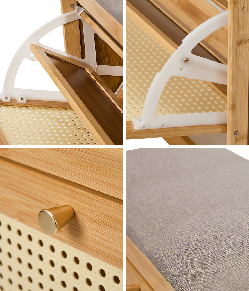 Shoe Storage Bench Bamboo Organiser Shelf with Seat 50cm & 70cm