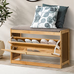 Shoe Storage Bench Bamboo Organiser Shelf with Seat 50cm & 70cm