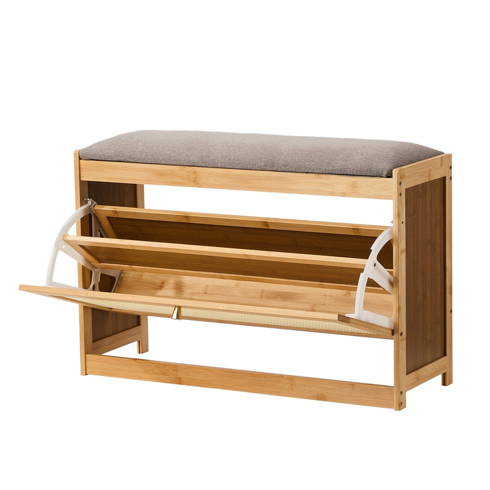 Shoe Storage Bench Bamboo Organiser Shelf with Seat 50cm & 70cm