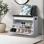 Compact Shoe Organizer Cupboard: Perfect for Small Spaces-Wooden\White