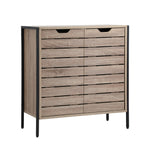 Shoes Storage Cabinet 2 Slatted Doors 4 Shelves Brown