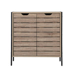 Shoes Storage Cabinet 2 Slatted Doors 4 Shelves Brown