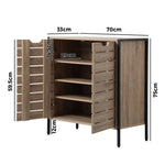 Shoes Storage Cabinet 2 Slatted Doors 4 Shelves Brown