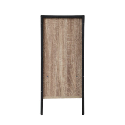 Shoes Storage Cabinet 2 Slatted Doors 4 Shelves Brown