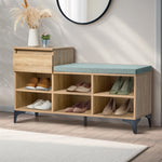 Shoe Cabinet Bench Storage Drawer 6 Shelves Polyester Seat