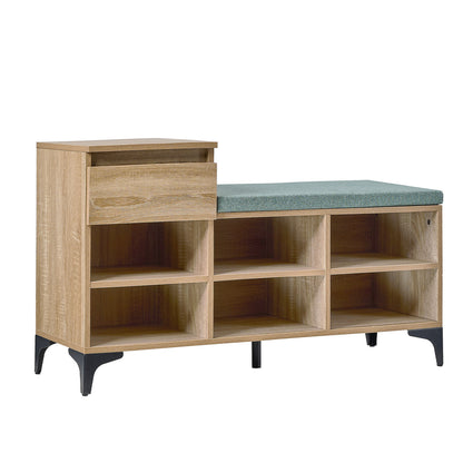 Shoe Cabinet Bench Storage Drawer 6 Shelves Polyester Seat
