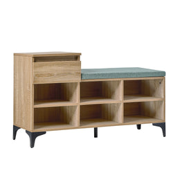 Shoe Cabinet Bench Storage Drawer 6 Shelves Polyester Seat