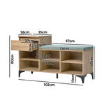 Shoe Cabinet Bench Storage Drawer 6 Shelves Polyester Seat