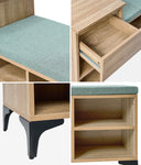 Shoe Cabinet Bench Storage Drawer 6 Shelves Polyester Seat