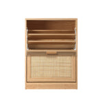 Shoe Cabinet 2 Compartment with Rows Rattan Doors