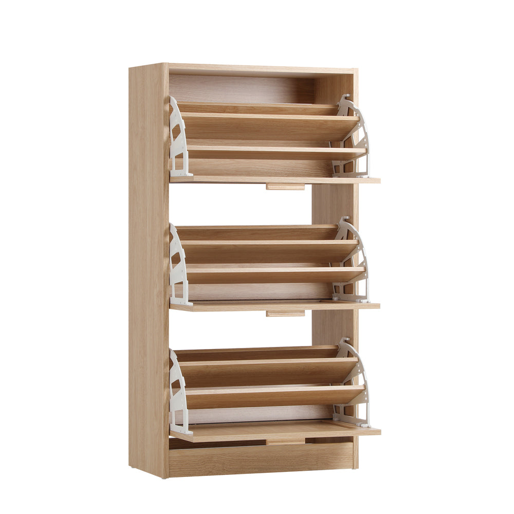 Shoe Cabinet 3 Compartment with Rows Rattan Doors