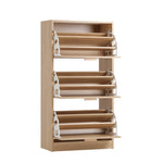 Shoe Cabinet 3 Compartment with Rows Rattan Doors