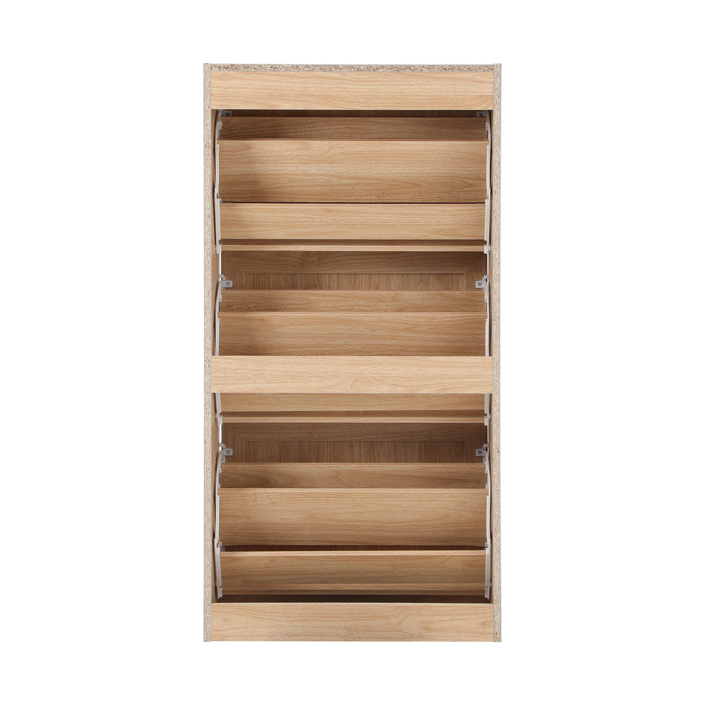 Shoe Cabinet 3 Compartment with Rows Rattan Doors