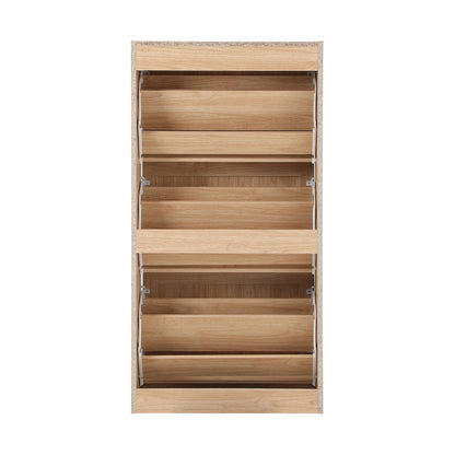 Shoe Cabinet 3 Compartment with Rows Rattan Doors