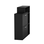 Modern Shoe Cabinet Storage Black 2 Doors with Display Shelves Entryway