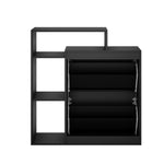 Modern Shoe Cabinet Storage Black 2 Doors with Display Shelves Entryway