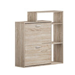 Wooden Shoe Storage Cabinet 2 Doors with Display Shelves for Hallway