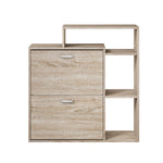 Wooden Shoe Storage Cabinet 2 Doors with Display Shelves for Hallway