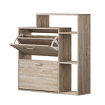 Wooden Shoe Storage Cabinet 2 Doors with Display Shelves for Hallway