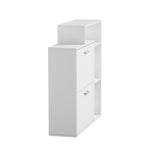 Shoe Cabinet White 2-Door Storage Unit with Display Shelves for Hallway