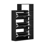 Black Shoe Cabinet Storage 3 Doors with Display Shelves Hallway Unit