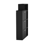 Black Shoe Cabinet Storage 3 Doors with Display Shelves Hallway Unit