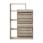 Wooden 3-Door Shoe Cabinet Storage Cupboard with Display Shelves Unit