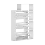 Contemporary White Shoe Storage Cabinet 3 Doors with Display Shelves
