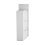 Contemporary White Shoe Storage Cabinet 3 Doors with Display Shelves
