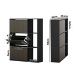 Shoe Rack Storage Cabinet with Display Shelves Black
